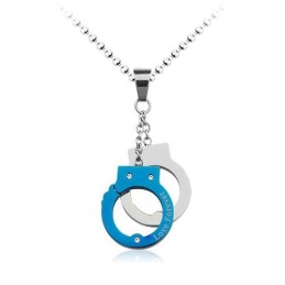 Exquisito Colgante De Titanio Con Forma De Esposas Para Hombre - Cadena Gratis