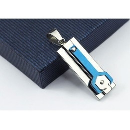 Colgante Mecánico De Titanio Azul Tranquilo - Cadena Gratis