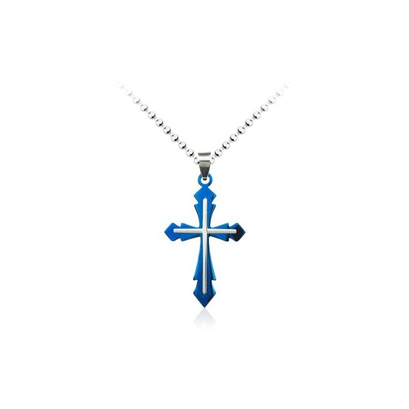 Colgante De Cruz De Titanio Azul Para Hombre (Cadena Gratis) Colgante De Cruz De Titanio Azul Para Hombre (Cadena Gratis)