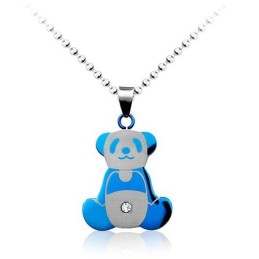 Lindo Colgante De Titanio Con Panda Azul Para Hombre (Cadena Gratis)