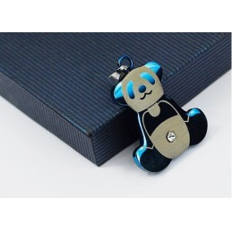 Lindo Colgante De Titanio Con Panda Azul Para Hombre (Cadena Gratis)