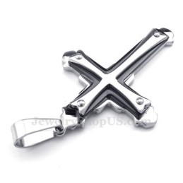 Collar Con Colgante De Cruz De Titanio De Tres Niveles (Cadena Gratis)