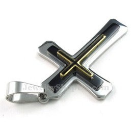Collar Con Colgante De Cruz De Titanio De Tres Niveles (Cadena Gratis)