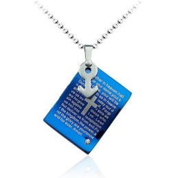 Colgante De Titanio Azul Masculino Fuerte - Cadena Gratis