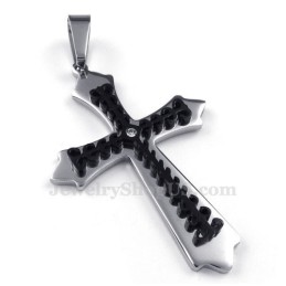 Collar Con Colgante De Cruz De Titanio Negro (Cadena Gratis)