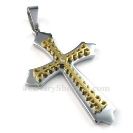 Collar Con Colgante De Cruz De Titanio Dorado (Cadena Gratis)