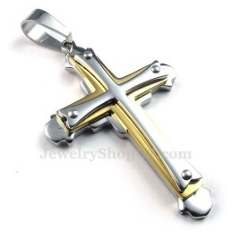 Collar Con Colgante De Tres Cruces De Titanio, Oro, Plata Y Cadena Gratis