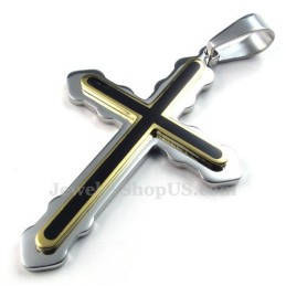 Collar Con Dos Cruces De Titanio (Cadena Gratis)