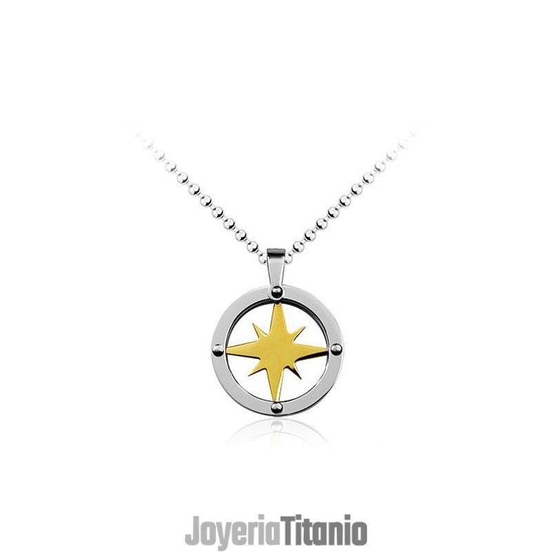 Colgante De Titanio Para Hombre Con Forma De Círculo De Estrella Dorada (Cadena Gratis) Colgante De Titanio Para Hombre Con Forma De Círculo De Estrella Dorada (Cadena Gratis)