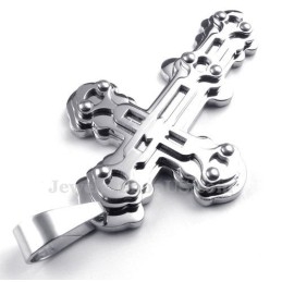 Exquisito Collar Con Colgante De Cruz De Titanio Y Plata Para Hombre (Cadena Gratis)