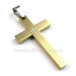 Collar Con Colgante De Cruz De Oro Y Titanio Con Escrituras (Cadena Gratis)