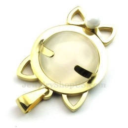 Collar Con Colgante De Ojo De Gato De Titanio Dorado (Cadena Gratis)