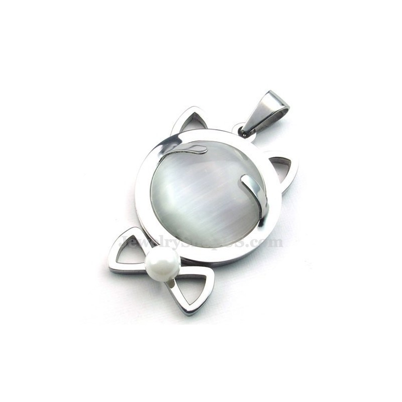 Collar Con Colgante De Ojo De Gato De Titanio Y Plata (Cadena Gratis) Collar Con Colgante De Ojo De Gato De Titanio Y Plata (Cadena Gratis)
