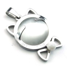 Collar Con Colgante De Ojo De Gato De Titanio Y Plata (Cadena Gratis)