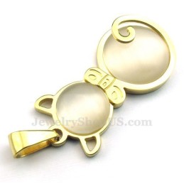 Collar Con Colgante De Titanio Y Ojo De Gato Dorado (Cadena Gratis)