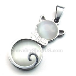 Collar Con Colgante De Ojo De Gato De Titanio Y Plata (Cadena Gratis)