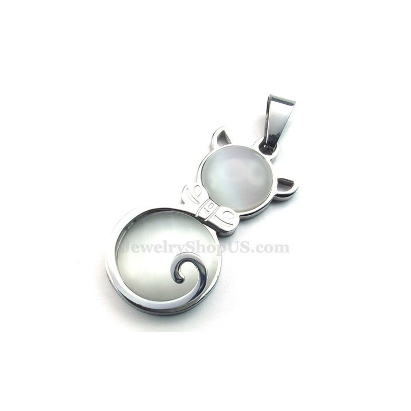 Collar Con Colgante De Ojo De Gato De Titanio Y Plata (Cadena Gratis) Collar Con Colgante De Ojo De Gato De Titanio Y Plata (Cadena Gratis)