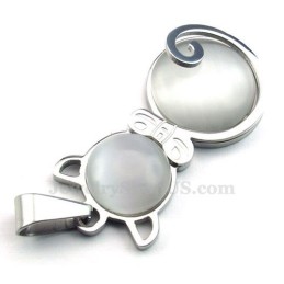 Collar Con Colgante De Ojo De Gato De Titanio Y Plata (Cadena Gratis)