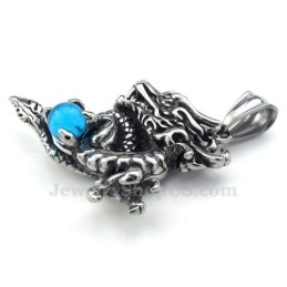 Exquisito Collar Con Colgante De Dragón De Titanio Y Circonita Azul (Cadena Gratis)