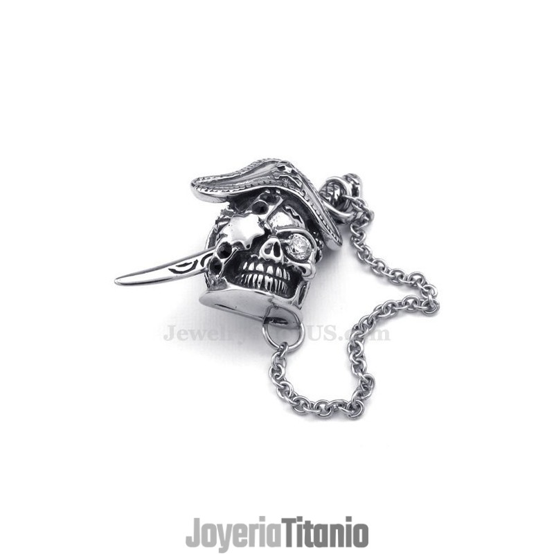 Elegante Collar Con Colgante De Calavera De Titanio Y Espada Para Hombre (Cadena Gratis)