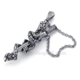 Collar Con Colgante De Titanio Y Espada De Dragón (Cadena Gratis)