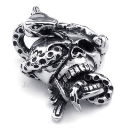 Collar Con Colgante De Serpiente Y Calavera De Titanio (Cadena Gratis)