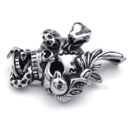 Collar Con Colgante De Serpiente Y Calavera De Titanio (Cadena Gratis)