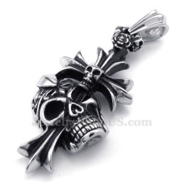 Collar Con Colgante De Cruz De Calavera De Titanio (Cadena Gratis)