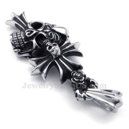 Collar Con Colgante De Cruz De Calavera De Titanio (Cadena Gratis)