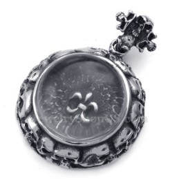Collar Con Colgante De Cruz De Titanio Adornado Con Una Calavera (Cadena Gratis)