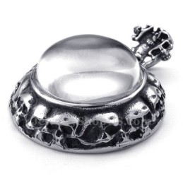 Collar Con Colgante De Cruz De Titanio Adornado Con Una Calavera (Cadena Gratis)