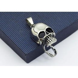 Nuevo Colgante De Titanio Con Calavera Humana Para Hombre (Cadena Gratis)