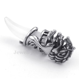 Exquisito Collar Con Colgante De Colmillo De Lobo De Titanio (Cadena Gratis)