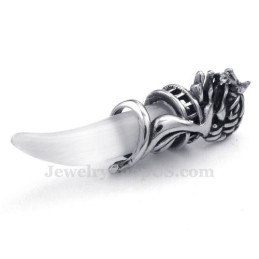 Exquisito Collar Con Colgante De Colmillo De Lobo De Titanio (Cadena Gratis)
