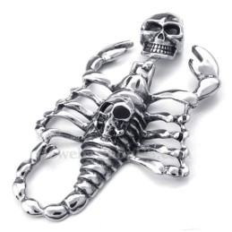 Collar De Titanio Con Colgante De Calavera Y Escorpión Para Hombre (Cadena Gratis)