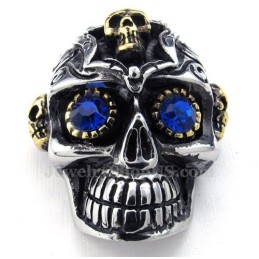 Collar Con Colgante De Calavera De Titanio Y Ojos Azules (Cadena Gratis)