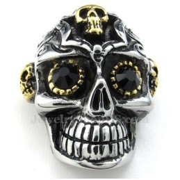 Collar Con Colgante De Calavera De Titanio Con Ojos Negros (Cadena Gratis)