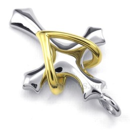 Collar Con Colgante De Titanio Con Cruz De Amor Y Corazón (Cadena Gratis)