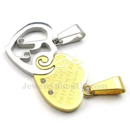 Collar Con Colgante De Corazón De Titanio, Dorado Y Plateado (Cadena Gratis) (Un Par)