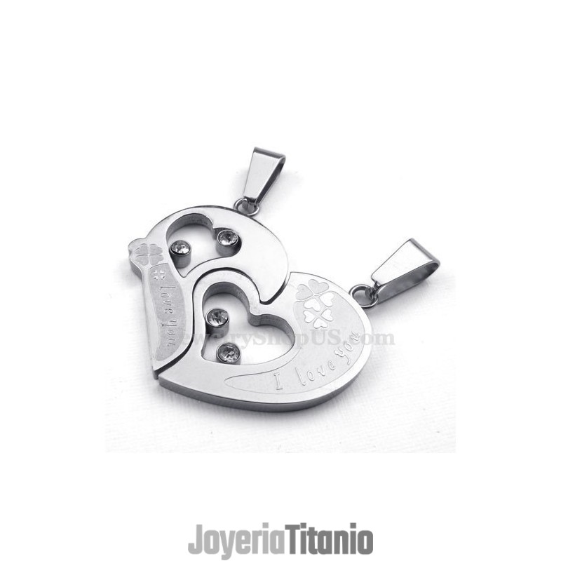 Collar Con Colgante De Corazón De Titanio Plateado Para Parejas (Cadena Gratis) (Un Par) Collar Con Colgante De Corazón De Titanio Plateado Para Parejas (Cadena Gratis) (Un Par)