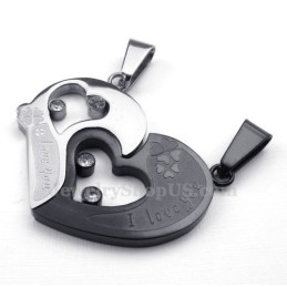 Collar De Titanio Con Colgante De Corazón Para Pareja (Cadena Gratis) (Un Par)
