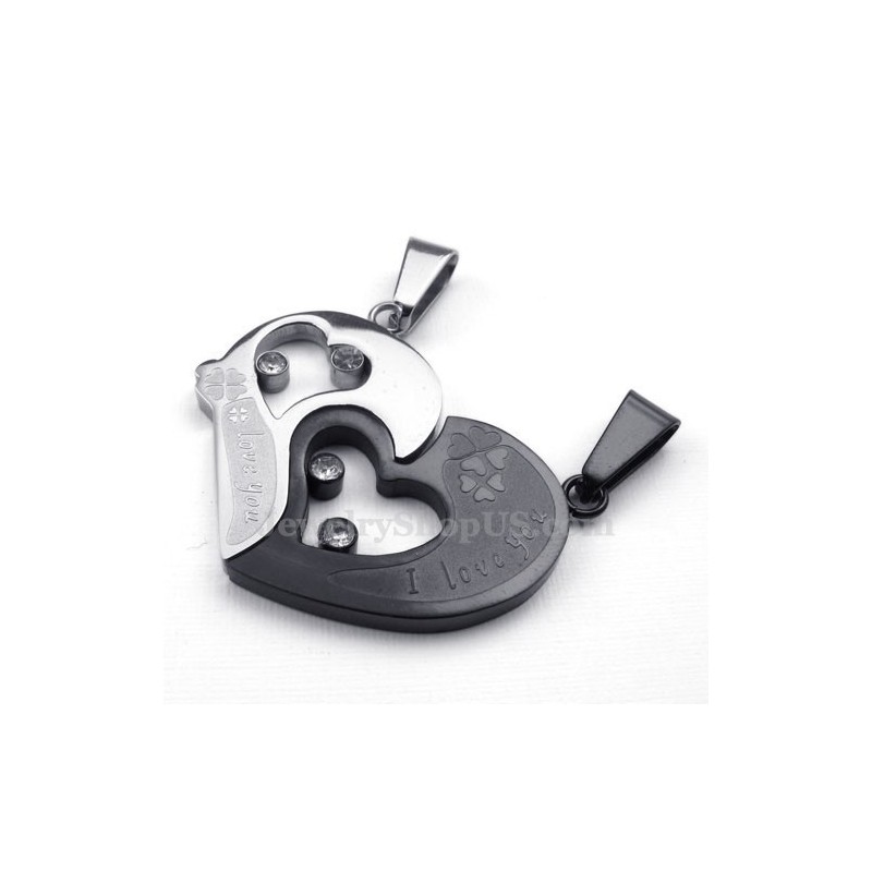 Collar De Titanio Con Colgante De Corazón Para Pareja (Cadena Gratis) (Un Par) Collar De Titanio Con Colgante De Corazón Para Pareja (Cadena Gratis) (Un Par)