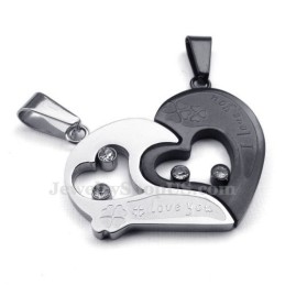 Collar De Titanio Con Colgante De Corazón Para Pareja (Cadena Gratis) (Un Par)