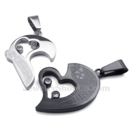 Collar De Titanio Con Colgante De Corazón Para Pareja (Cadena Gratis) (Un Par)