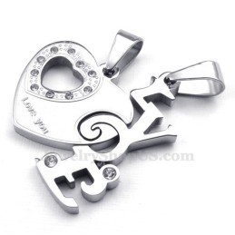 Collar Con Colgante De Pareja De Titanio Con Corazones Encantadores (Cadena Gratis) (Un Par)