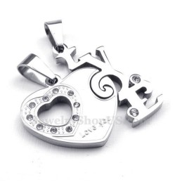 Collar Con Colgante De Pareja De Titanio Con Corazones Encantadores (Cadena Gratis) (Un Par)