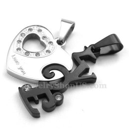 Collar De Titanio Con Colgante De Corazón Para Parejas (Cadena Gratis) (Un Par)