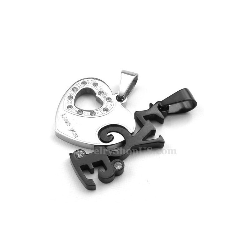 Collar De Titanio Con Colgante De Corazón Para Parejas (Cadena Gratis) (Un Par)