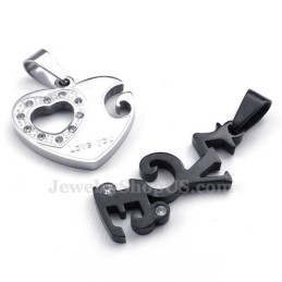 Collar De Titanio Con Colgante De Corazón Para Parejas (Cadena Gratis) (Un Par)