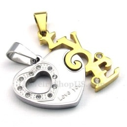 Collar De Titanio Con Colgante De Corazón Para Parejas (Cadena Gratis) (Un Par)